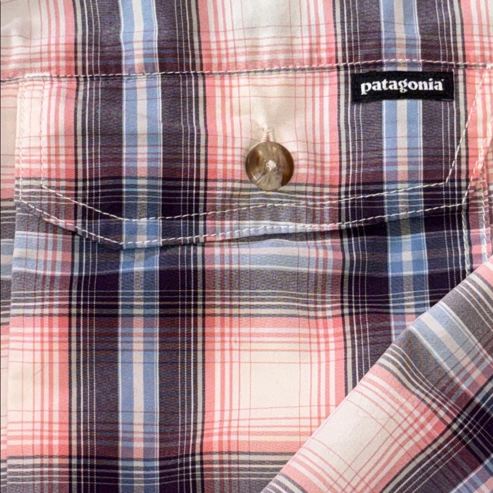 Patagonia work wear lightweight Multicolor Plaid Shirt size L - Picture 2 of 7